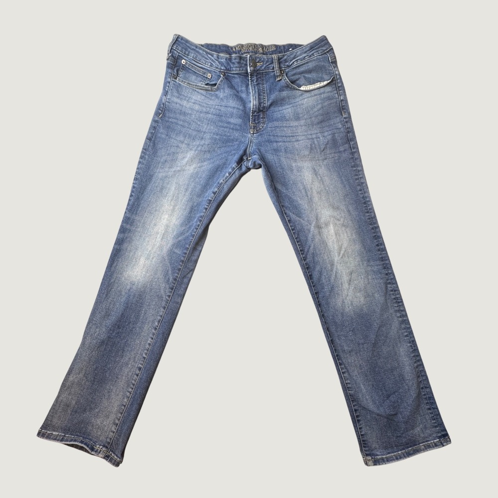 American Eagle Jeans Mens 34x32 Original Straight Blue Extreme Flex Stretch